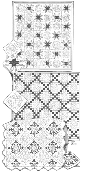 Blazing Star, Irish Chain, Rose of Sharon Quilts